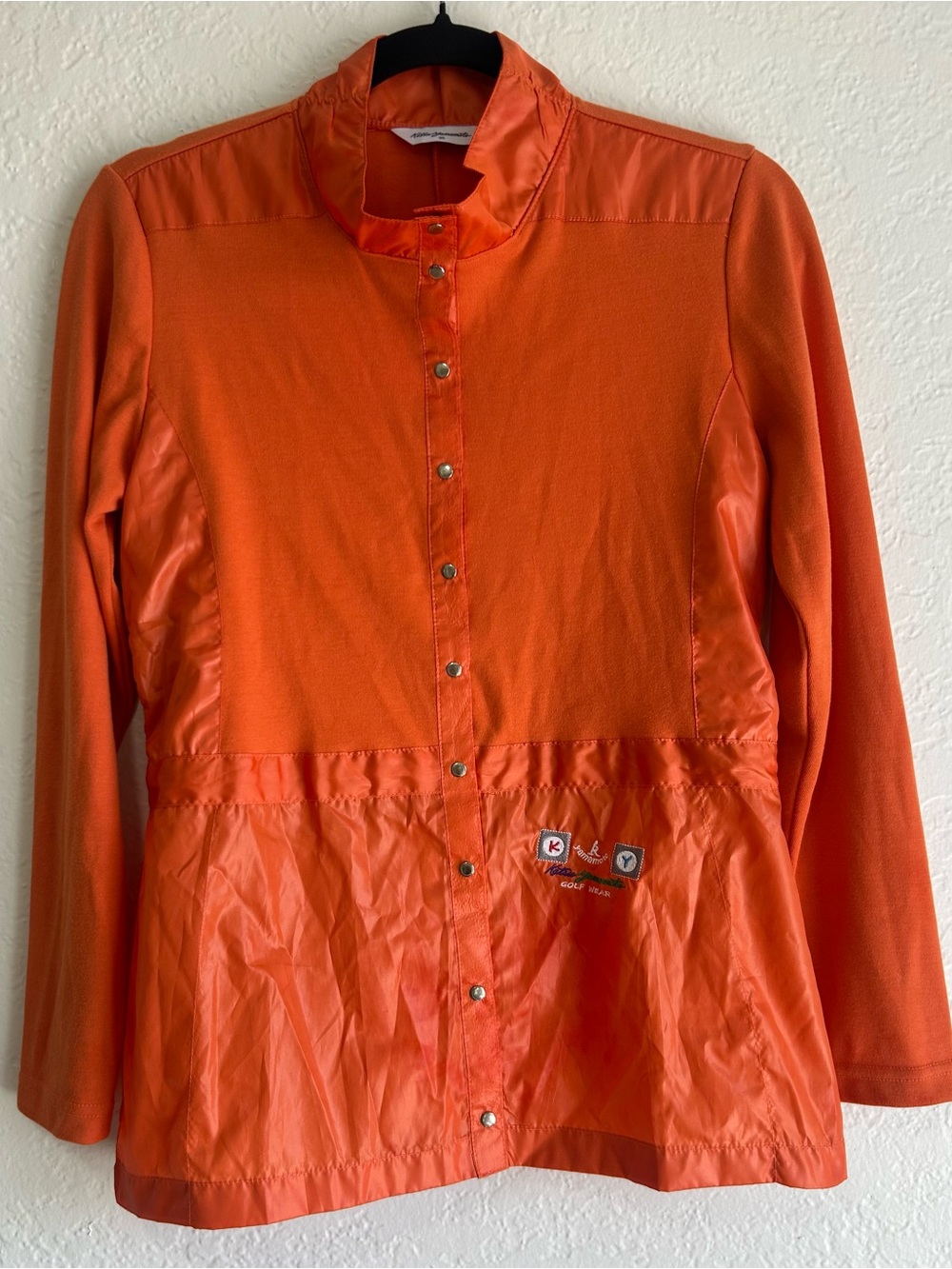 Katsu Yamamoto Orange Snap-Front Lightweight Golf Jacket with Cute Embroidery